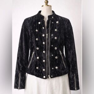 We The Free Black Velvet Bomber Jacket